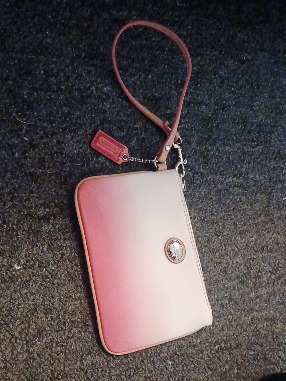 Coach Ombre Pink Leather Wristlet with Removable Strap